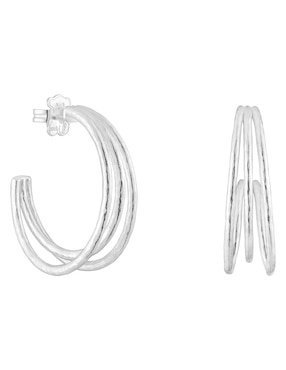 Aretes de aro redondos Tous Duna de plata P 925 con acabado brillante