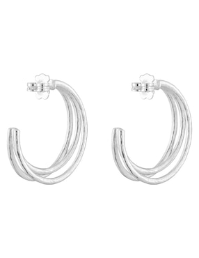 Aretes de aro redondos Tous Duna de plata P 925 con acabado brillante