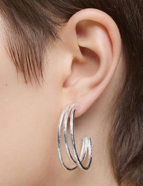 Aretes de aro redondos Tous Duna de plata P 925 con acabado brillante