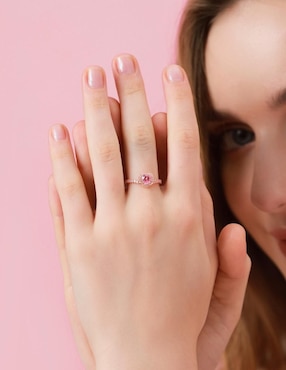 Anillo de corazón Moonberry Eternity Moments de plata vermeil P 925 zirconia cúbica con acabado baño de oro rosa
