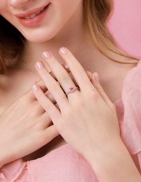 Anillo de corazón Moonberry Eternity Moments de plata vermeil P 925 zirconia cúbica con acabado baño de oro rosa