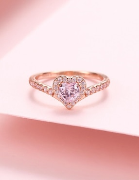 Anillo de corazón Moonberry Eternity Moments de plata vermeil P 925 zirconia cúbica con acabado baño de oro rosa