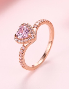 Anillo de corazón Moonberry Eternity Moments de plata vermeil P 925 zirconia cúbica con acabado baño de oro rosa