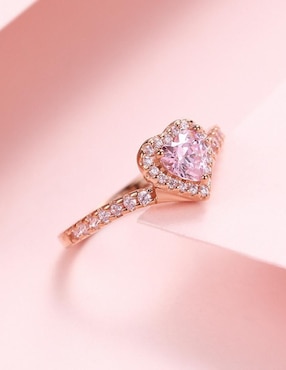 Anillo de corazón Moonberry Eternity Moments de plata vermeil P 925 zirconia cúbica con acabado baño de oro rosa