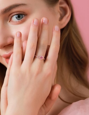 Anillo de corazón Moonberry Eternity Moments de plata vermeil P 925 zirconia cúbica con acabado baño de oro rosa