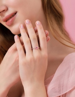 Anillo de corazón Moonberry Eternity Moments de plata vermeil P 925 zirconia cúbica con acabado baño de oro rosa