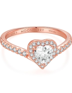 Anillo de corazón Moonberry Eternity Moments de plata vermeil P 925 zirconia cúbica con acabado baño de oro rosa