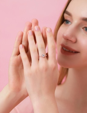 Anillo de corazón Moonberry Eternity Moments de plata vermeil P 925 zirconia cúbica con acabado baño de oro rosa