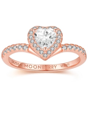 Anillo de corazón Moonberry Eternity Moments de plata vermeil P 925 zirconia cúbica con acabado baño de oro rosa