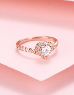 Anillo de corazón Moonberry Eternity Moments de plata vermeil P 925 zirconia cúbica con acabado baño de oro rosa