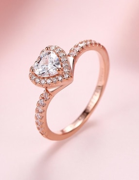 Anillo de corazón Moonberry Eternity Moments de plata vermeil P 925 zirconia cúbica con acabado baño de oro rosa