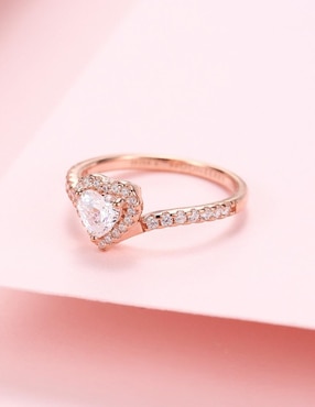 Anillo de corazón Moonberry Eternity Moments de plata vermeil P 925 zirconia cúbica con acabado baño de oro rosa
