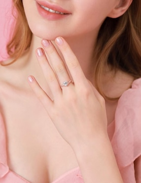 Anillo de corazón Moonberry Eternity Moments de plata vermeil P 925 zirconia cúbica con acabado baño de oro rosa