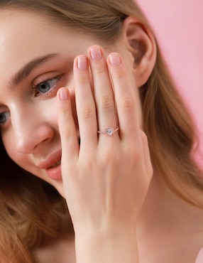 Anillo de corazón Moonberry Eternity Moments de plata vermeil P 925 zirconia cúbica con acabado baño de oro rosa