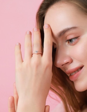Anillo de corazón Moonberry Eternity Moments de plata vermeil P 925 zirconia cúbica con acabado baño de oro rosa