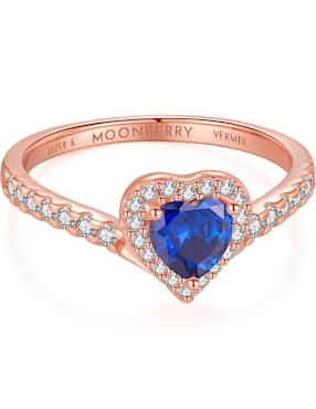 Anillo de corazón Moonberry Eternity Moments de plata vermeil P 925 zirconia cúbica con acabado baño de oro rosa