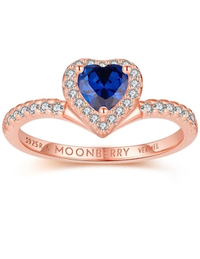 Anillo de corazón Moonberry Eternity Moments de plata vermeil P 925 zirconia cúbica con acabado baño de oro rosa