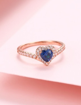 Anillo de corazón Moonberry Eternity Moments de plata vermeil P 925 zirconia cúbica con acabado baño de oro rosa