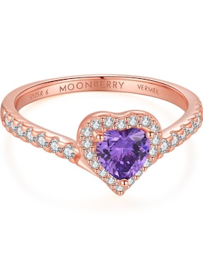 Anillo de corazón Moonberry Eternity Moments de plata vermeil P 925 zirconia cúbica con acabado baño de oro rosa