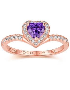 Anillo de corazón Moonberry Eternity Moments de plata vermeil P 925 zirconia cúbica con acabado baño de oro rosa