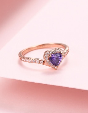 Anillo de corazón Moonberry Eternity Moments de plata vermeil P 925 zirconia cúbica con acabado baño de oro rosa