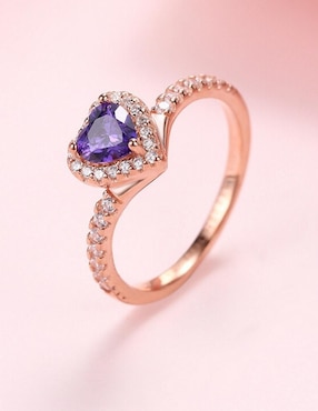 Anillo de corazón Moonberry Eternity Moments de plata vermeil P 925 zirconia cúbica con acabado baño de oro rosa