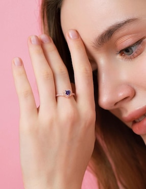 Anillo de corazón Moonberry Eternity Moments de plata vermeil P 925 zirconia cúbica con acabado baño de oro rosa