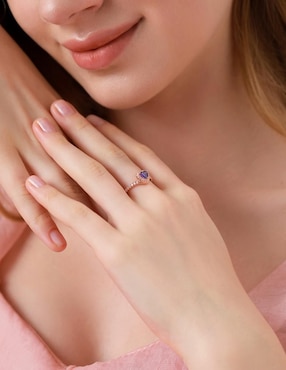 Anillo de corazón Moonberry Eternity Moments de plata vermeil P 925 zirconia cúbica con acabado baño de oro rosa