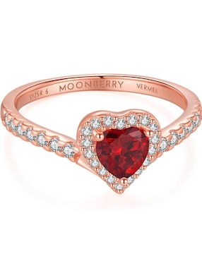 Anillo de corazón Moonberry Eternity Moments de plata vermeil P 925 zirconia cúbica con acabado baño de oro rosa