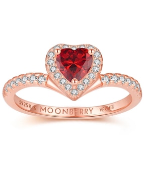 Anillo de corazón Moonberry Eternity Moments de plata vermeil P 925 zirconia cúbica con acabado baño de oro rosa