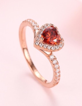 Anillo de corazón Moonberry Eternity Moments de plata vermeil P 925 zirconia cúbica con acabado baño de oro rosa