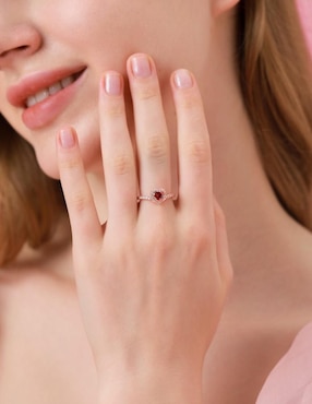 Anillo de corazón Moonberry Eternity Moments de plata vermeil P 925 zirconia cúbica con acabado baño de oro rosa