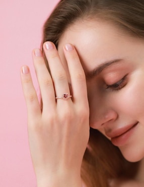 Anillo de corazón Moonberry Eternity Moments de plata vermeil P 925 zirconia cúbica con acabado baño de oro rosa