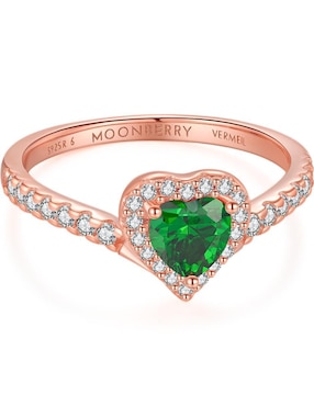 Anillo de corazón Moonberry Eternity Moments de plata vermeil P 925 zirconia cúbica con acabado baño de oro rosa