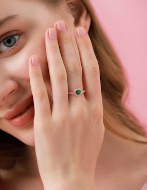 Anillo de corazón Moonberry Eternity Moments de plata vermeil P 925 zirconia cúbica con acabado baño de oro rosa