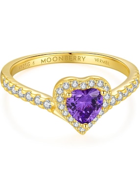 Anillo de corazón Moonberry Eternity Moments de plata vermeil P 925 zirconia cúbica con acabado baño de oro