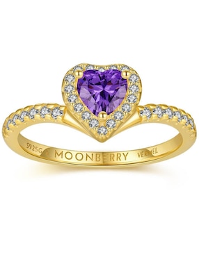 Anillo de corazón Moonberry Eternity Moments de plata vermeil P 925 zirconia cúbica con acabado baño de oro