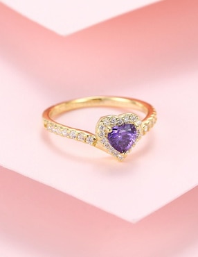 Anillo de corazón Moonberry Eternity Moments de plata vermeil P 925 zirconia cúbica con acabado baño de oro