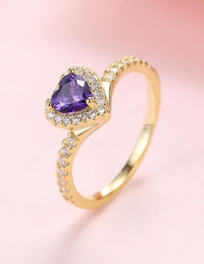 Anillo de corazón Moonberry Eternity Moments de plata vermeil P 925 zirconia cúbica con acabado baño de oro