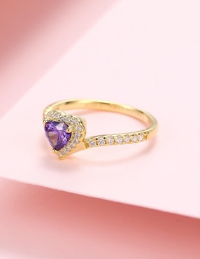 Anillo de corazón Moonberry Eternity Moments de plata vermeil P 925 zirconia cúbica con acabado baño de oro