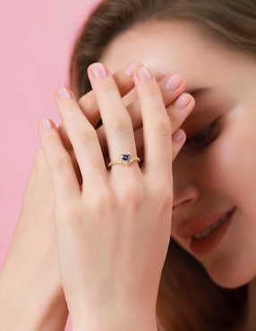 Anillo de corazón Moonberry Eternity Moments de plata vermeil P 925 zirconia cúbica con acabado baño de oro