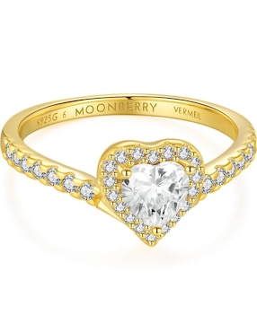Anillo de corazón Moonberry Eternity Moments de plata vermeil P 925 zirconia cúbica con acabado baño de oro