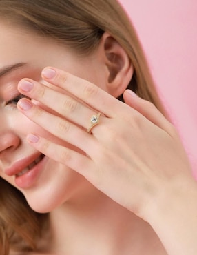 Anillo de corazón Moonberry Eternity Moments de plata vermeil P 925 zirconia cúbica con acabado baño de oro