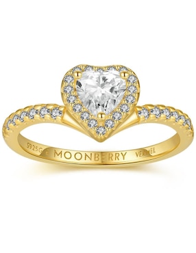 Anillo de corazón Moonberry Eternity Moments de plata vermeil P 925 zirconia cúbica con acabado baño de oro
