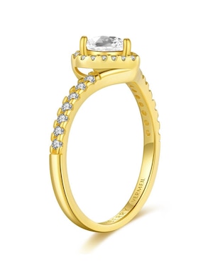 Anillo de corazón Moonberry Eternity Moments de plata vermeil P 925 zirconia cúbica con acabado baño de oro
