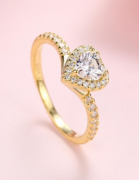 Anillo de corazón Moonberry Eternity Moments de plata vermeil P 925 zirconia cúbica con acabado baño de oro