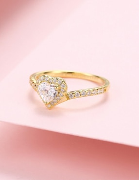 Anillo de corazón Moonberry Eternity Moments de plata vermeil P 925 zirconia cúbica con acabado baño de oro