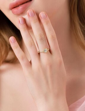 Anillo de corazón Moonberry Eternity Moments de plata vermeil P 925 zirconia cúbica con acabado baño de oro