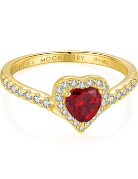Anillo de corazón Moonberry Eternity Moments de plata vermeil P 925 zirconia cúbica con acabado baño de oro