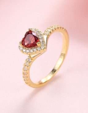 Anillo de corazón Moonberry Eternity Moments de plata vermeil P 925 zirconia cúbica con acabado baño de oro
